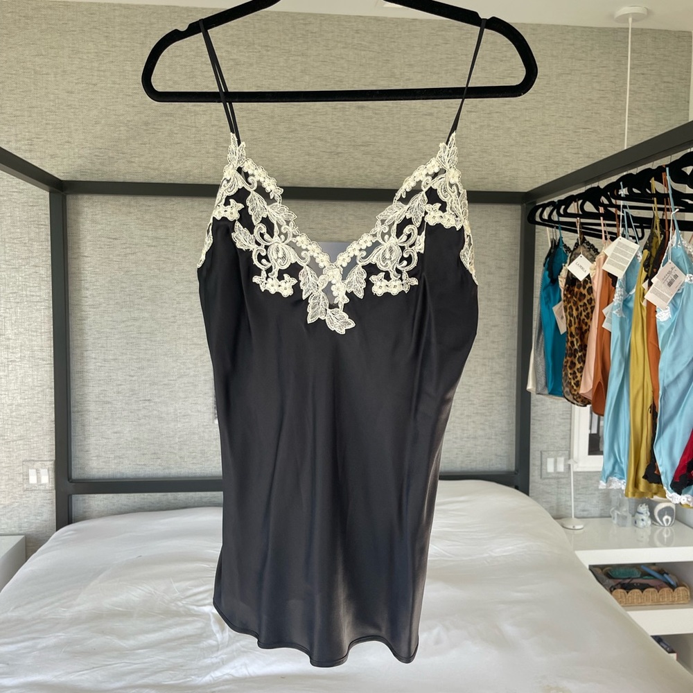 La Perla Maison Silk Black White Tank Top Lingerie NEW